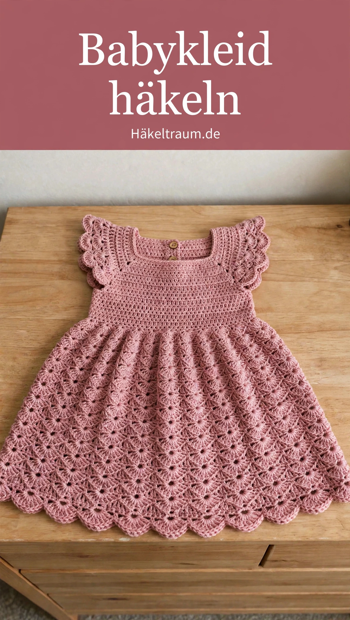 Altrosa Babykleid mit Flatterärmeln
