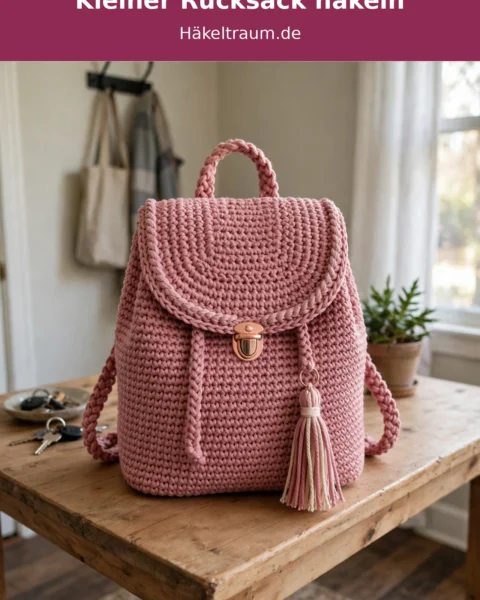 Altrosa Mini Rucksack häkeln – Kostenlose Anleitung