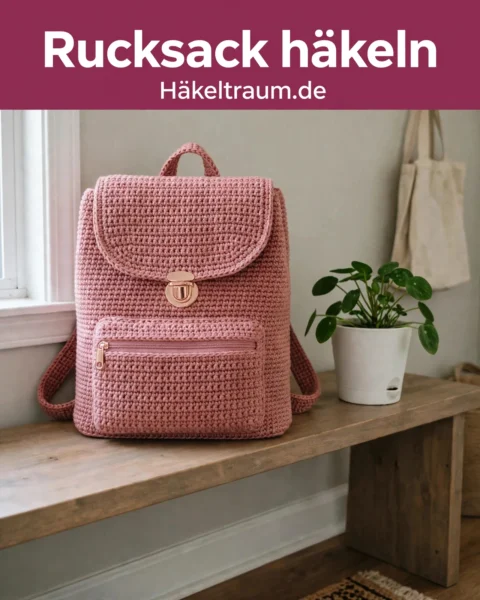Altrosa Rucksack – Kostenlose Häkelanleitung