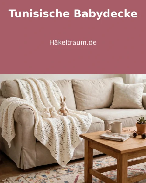 Babydecke tunesisch häkeln – weiche Kuscheldecke