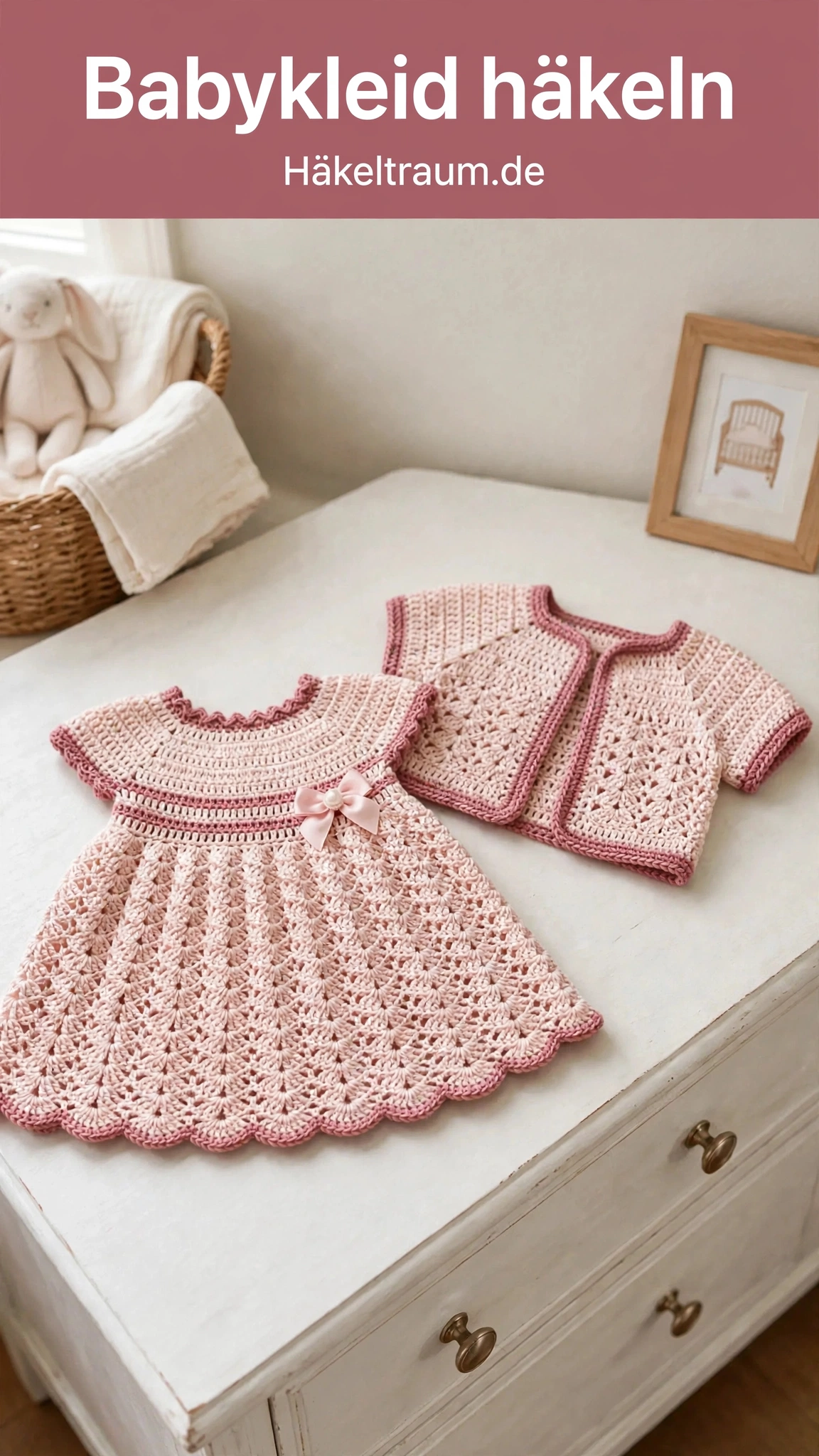 Zartrosa Spitzen-Babykleid