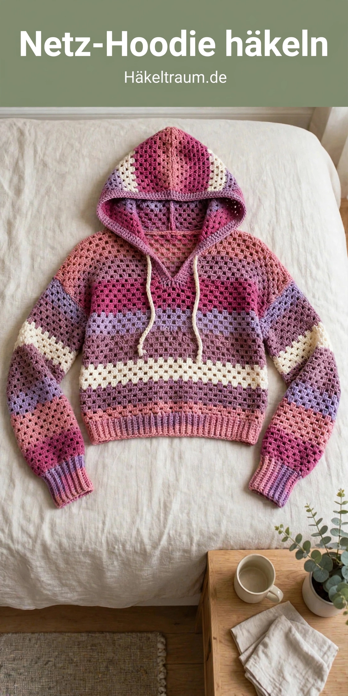 Beeren-Sorbet Netz-Hoodie kurz