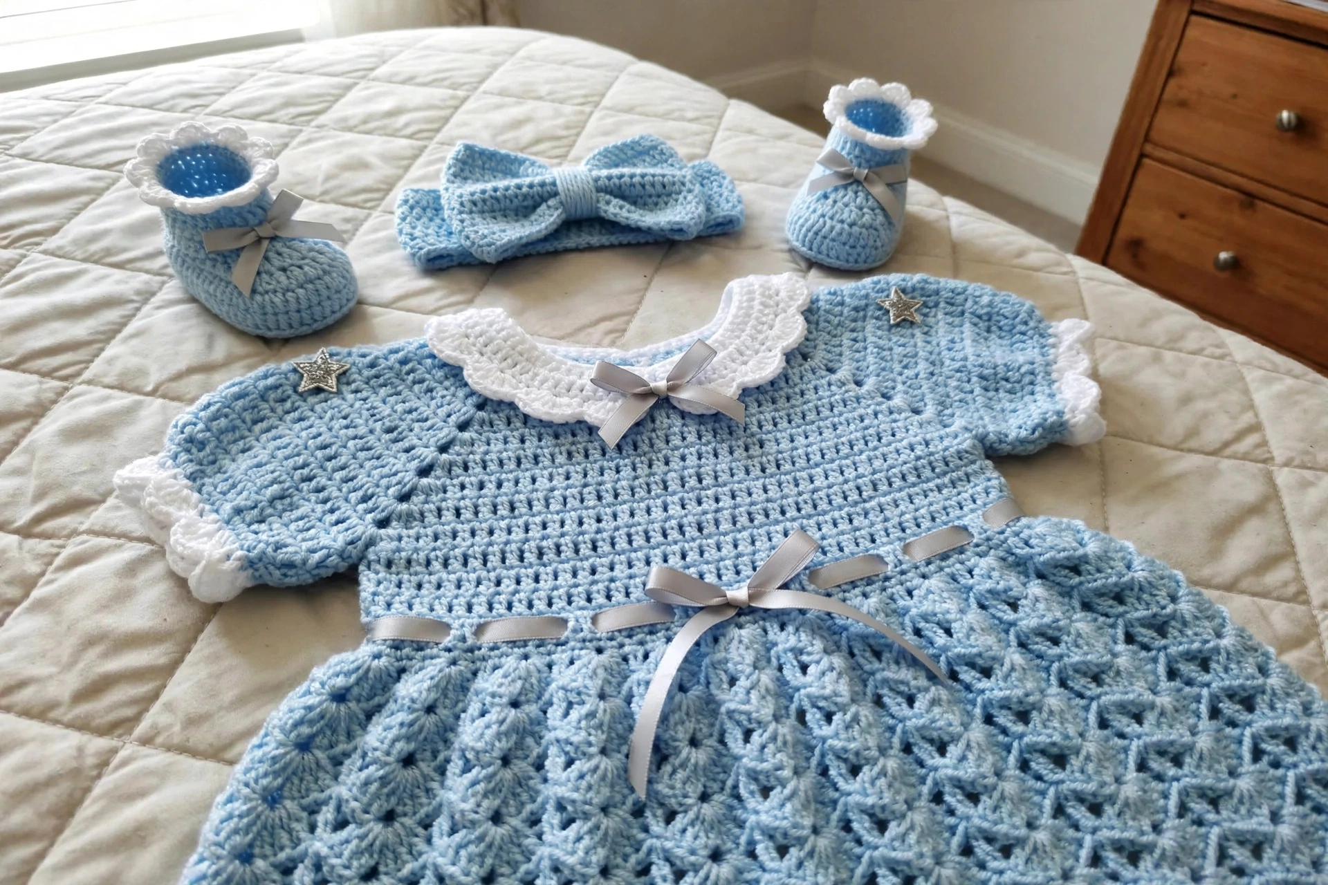 Blaues Babykleid Detail