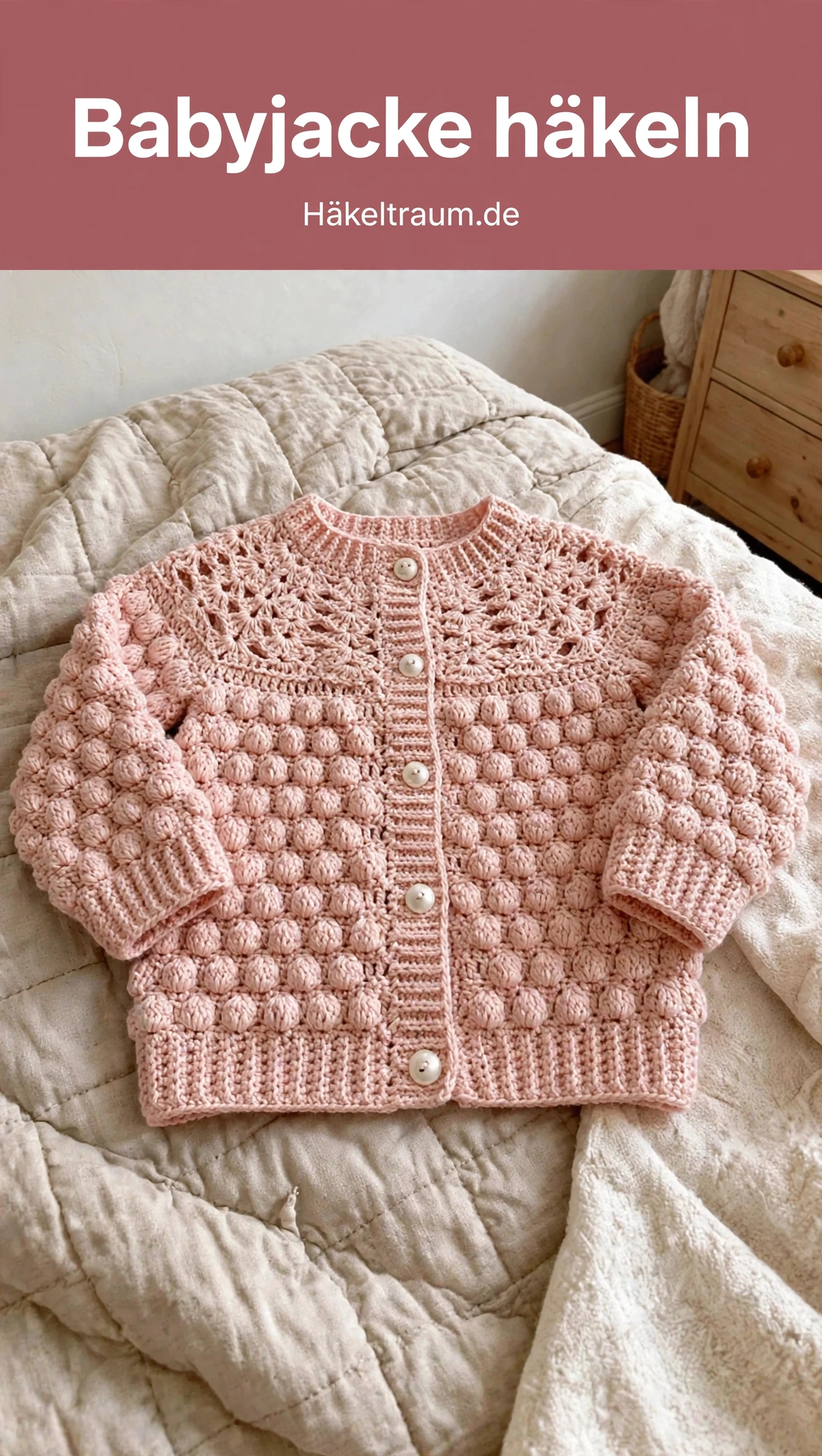 Blushrosa Noppen-Babystrickjacke