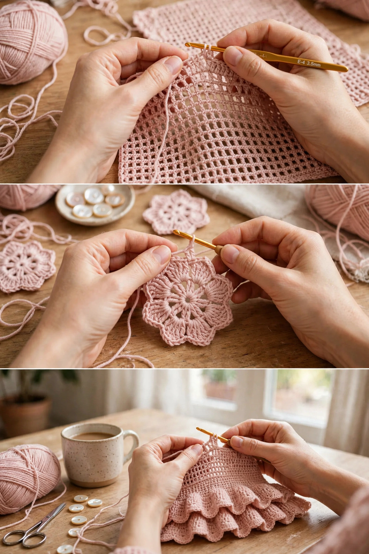 Blushrosa Rüschen-Peplum-Cardigan in Arbeit