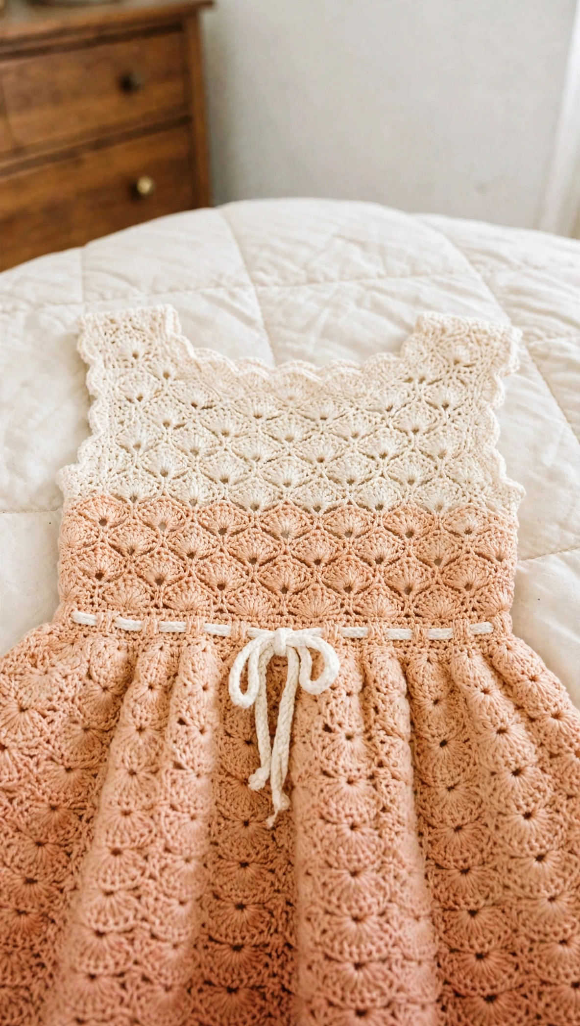 Creme-Pfirsich Ombré Babykleid Detail
