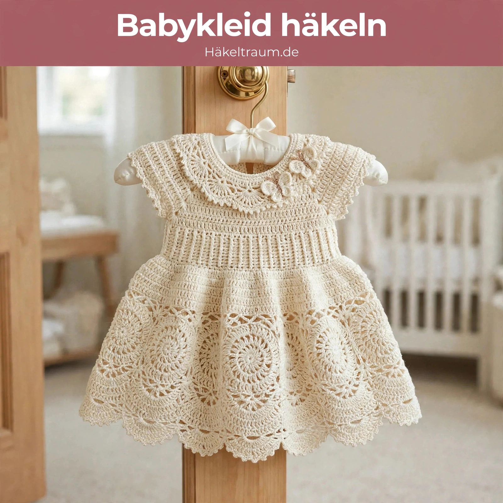 Cremefarbenes Vintage-Spitzen-Babykleid