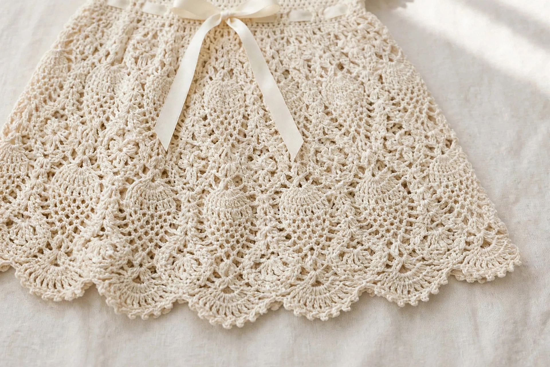 Cremefarbenes Babykleid Detail
