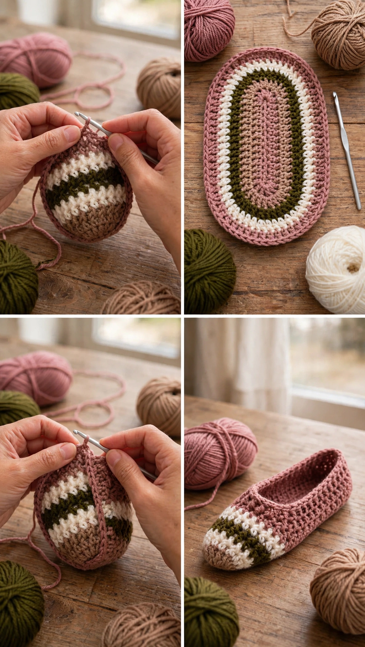 Elastische Hausschuhe in Arbeit
