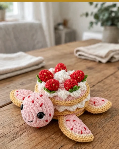 Erdbeer Schildkröte häkeln – Amigurumi Häkelanleitung