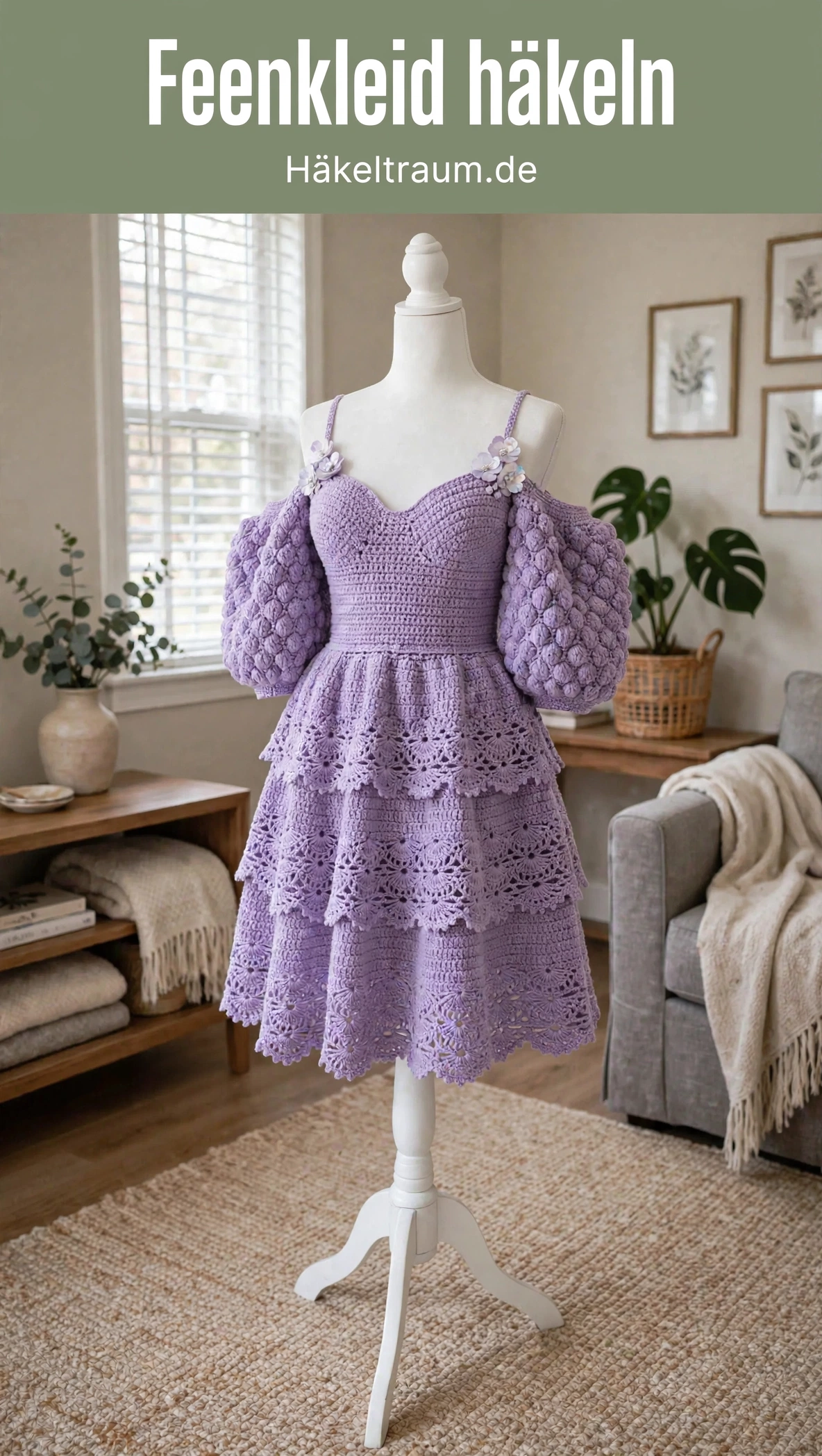 Lavendel-Feenkleid mit Puffärmeln