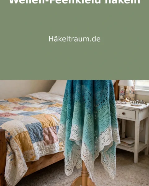 Feenkleid mit Wellenmuster häkeln – Ozeanblau