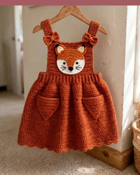 Fuchs-Latz-Babykleid häkeln – kostenlose Anleitung