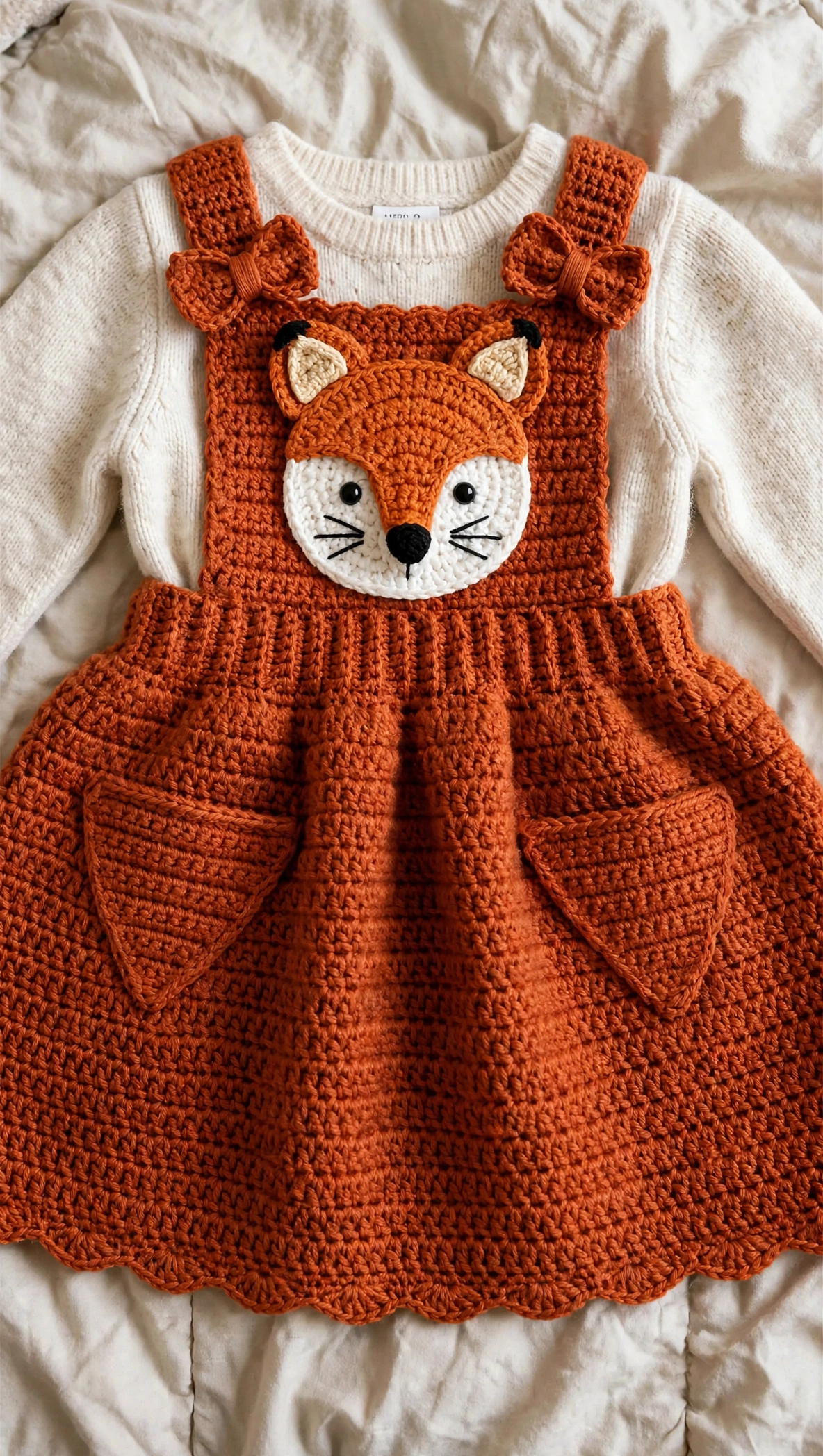 Fuchs-Latzkleid flach ausgelegt