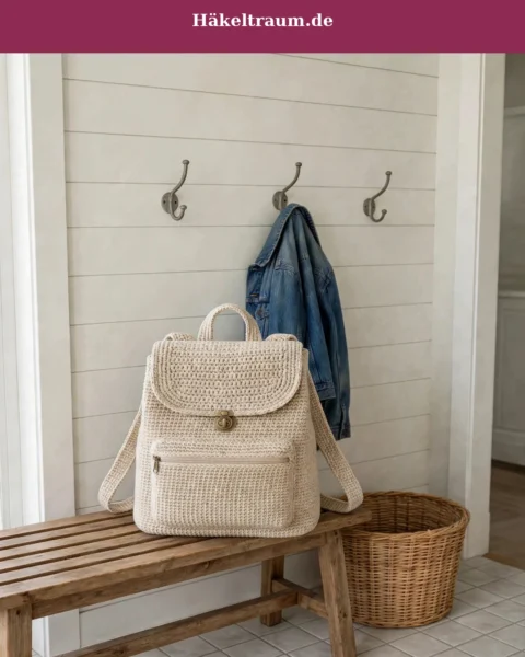 Haferfarbenen Chunky-Rucksack häkeln