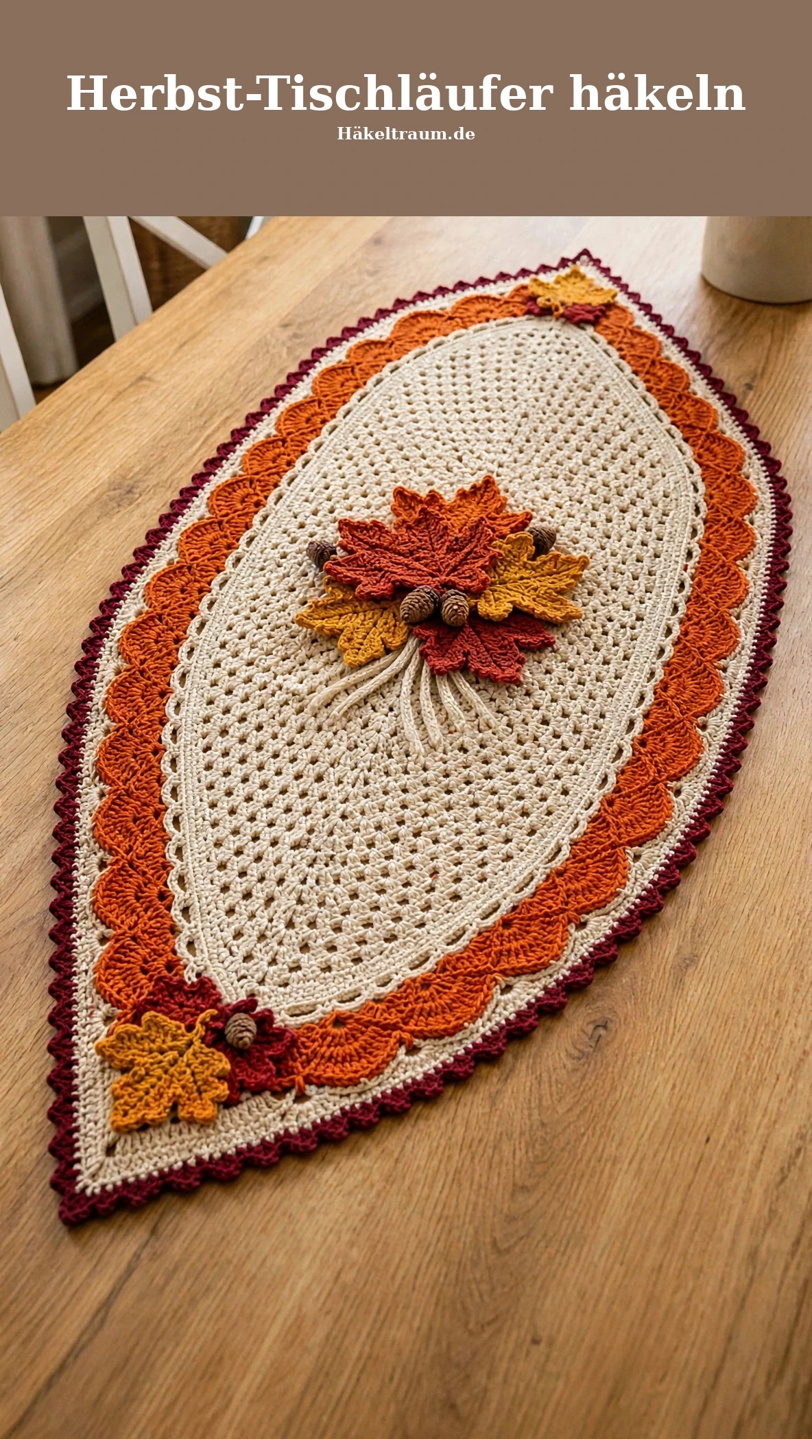 Herbst-Tischläufer mit Ahornblättern häkeln