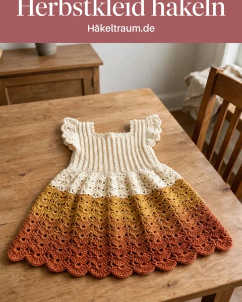 Herbstkleid mit Farbverlauf für Babys häkeln