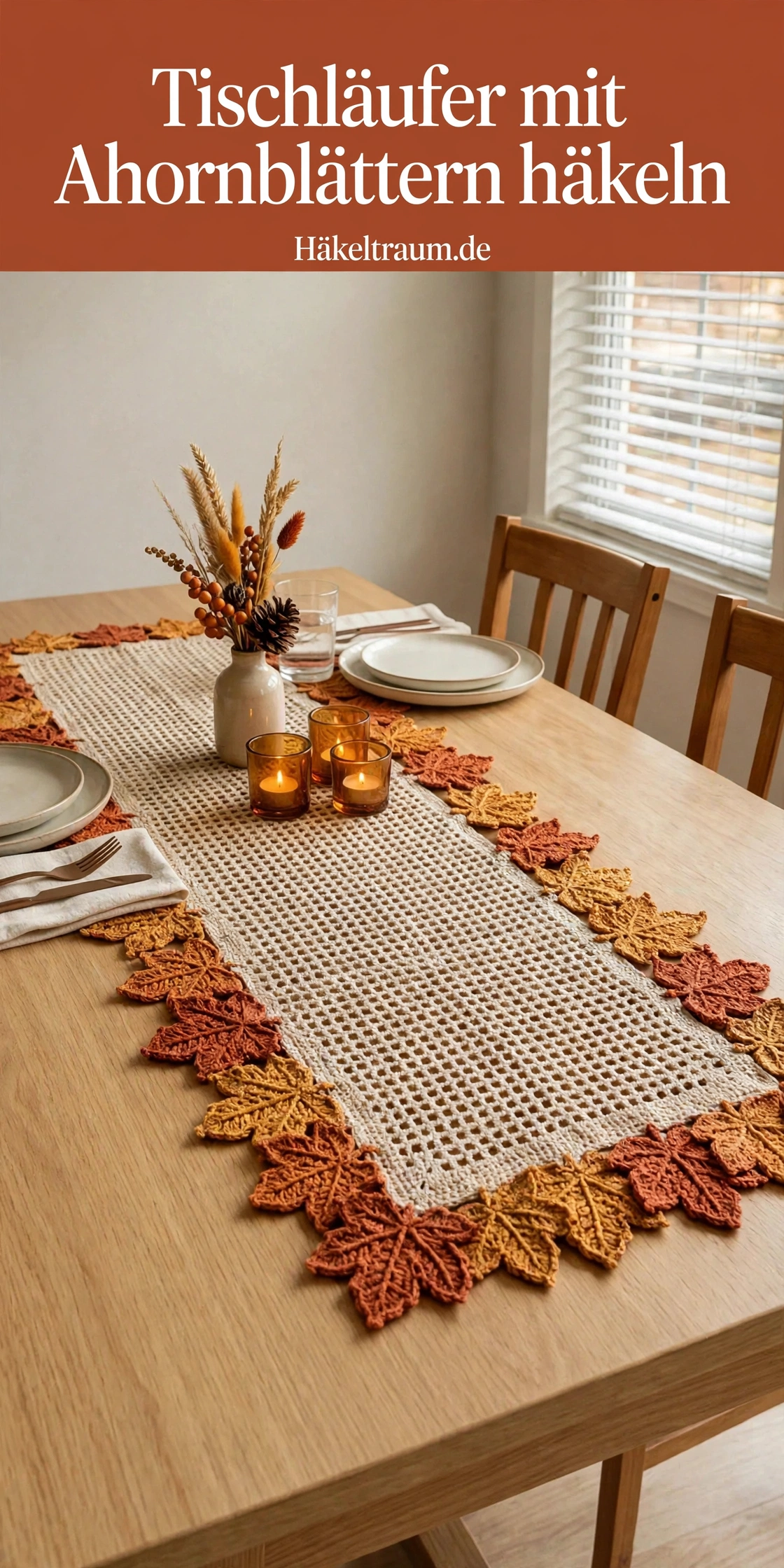 Herbstlicher Tischläufer mit Ahornblättern