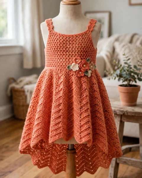Korallrotes Sommerkleid häkeln – kostenlose Anleitung