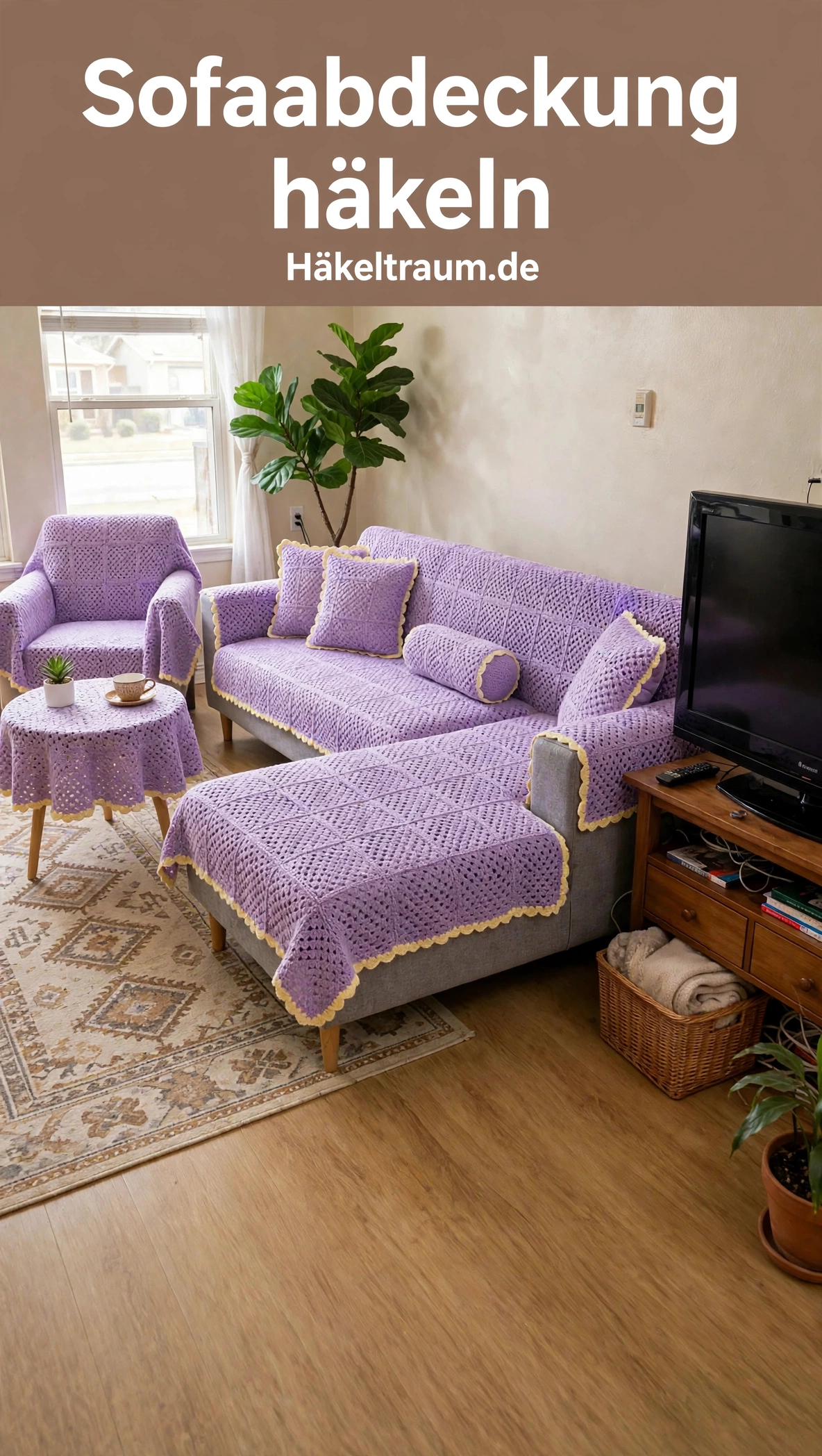 Lavendel Granny Square Sofaabdeckung