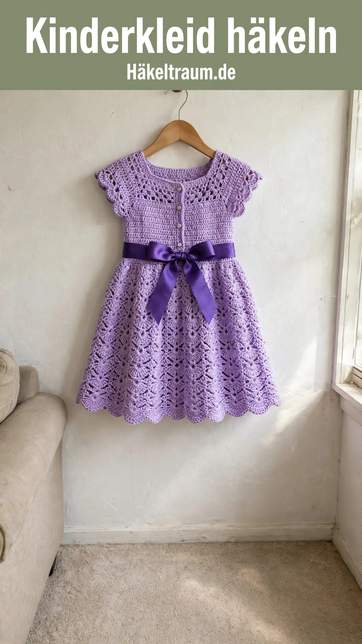 Lavendelfarbenes Kinderpartykleid mit Spitze