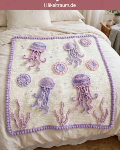 Lavendel Quallen-Babydecke – Häkelanleitung
