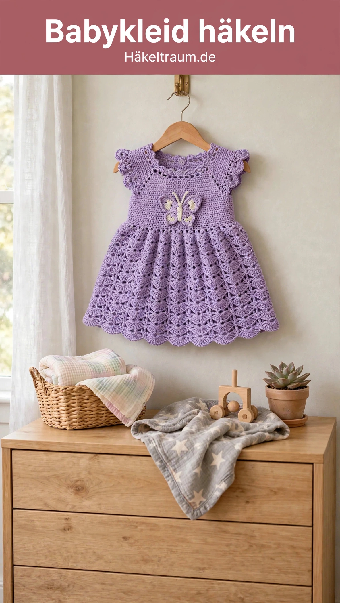 Lavendel-Rüschen-Babykleid gehäkelt