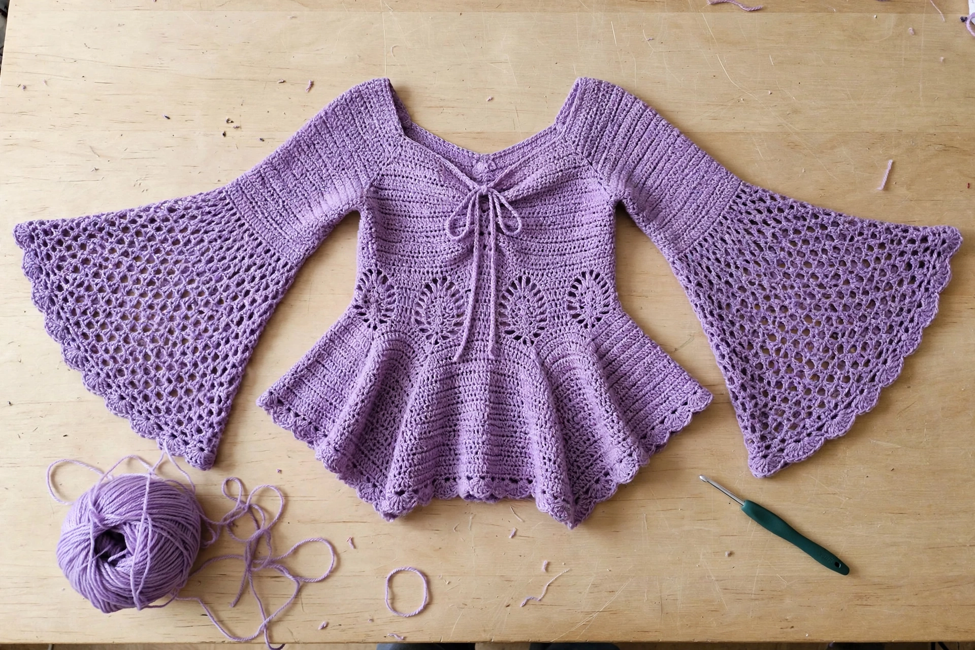 Detail des Muschelmusters des Lavendel-Traum Feen-Tops