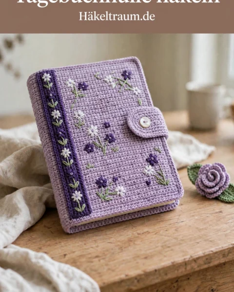 Lavendel-Wildblumen-Tagebuchhülle – Kostenlose Häkelanleitung