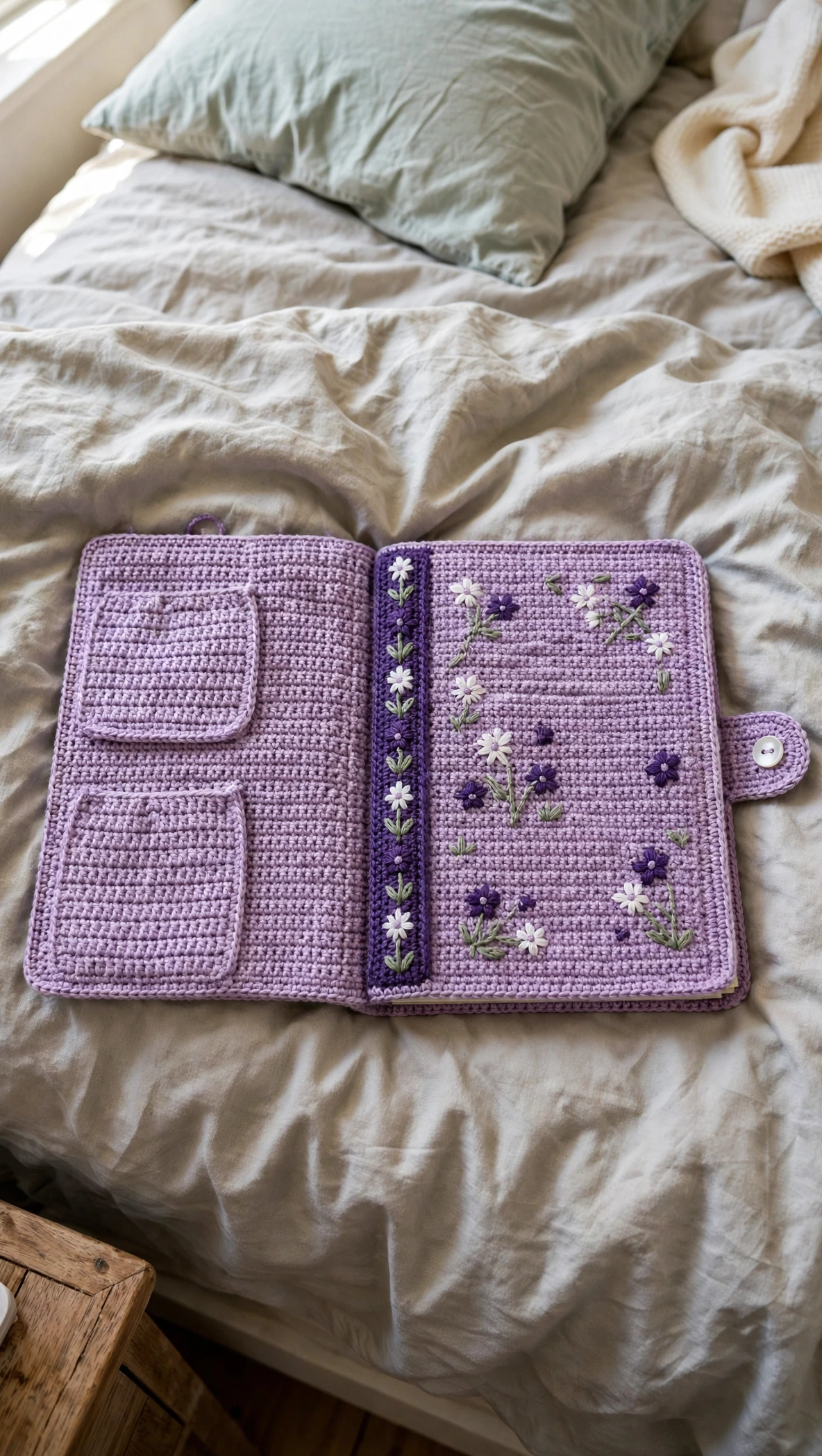 Geöffnete Lavendel-Wildblumen-Tagebuchhülle