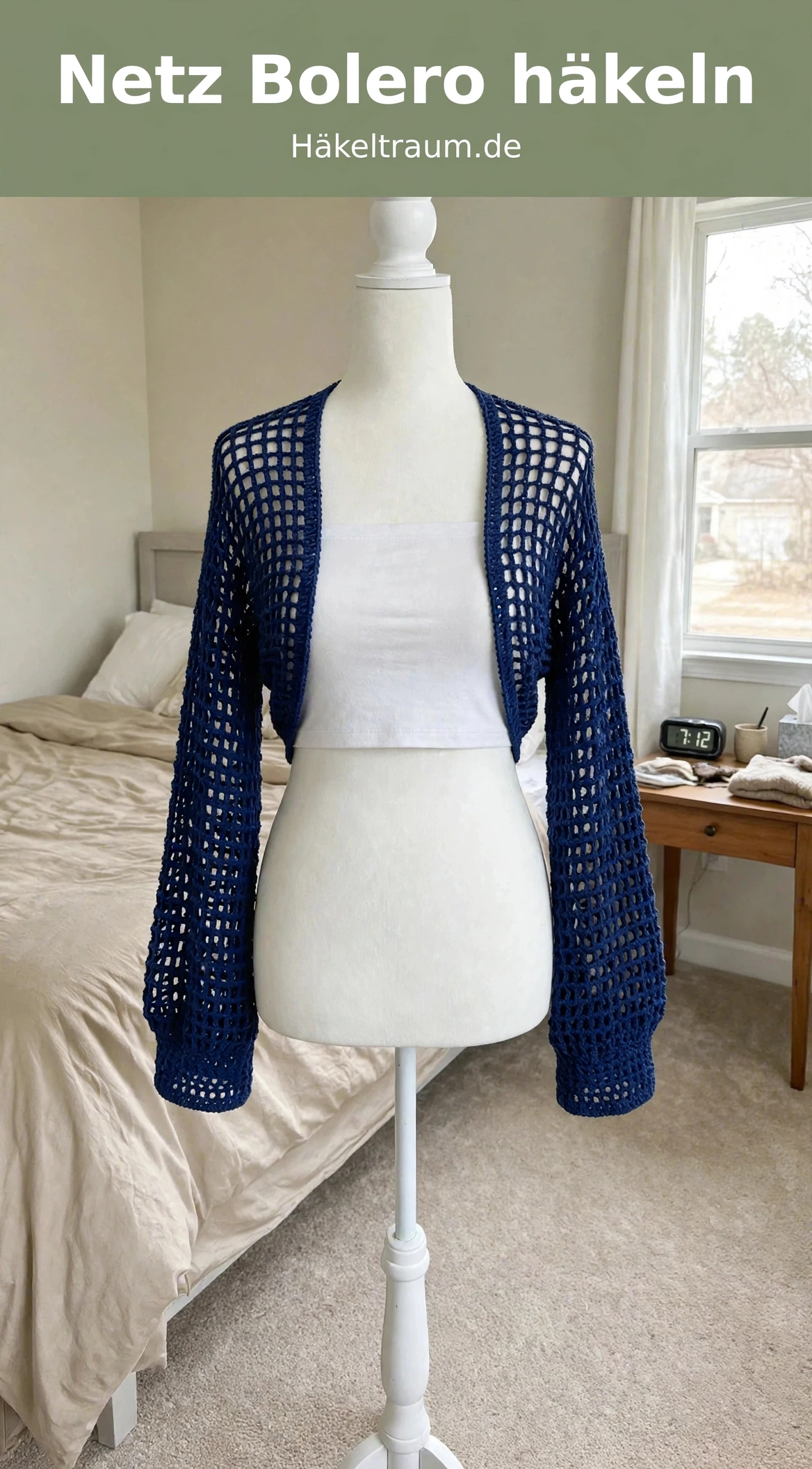 Marineblaues Netz-Bolero