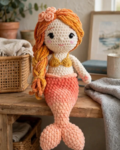 Sonnenuntergangs-Meerjungfrau häkeln – Amigurumi-Anleitung
