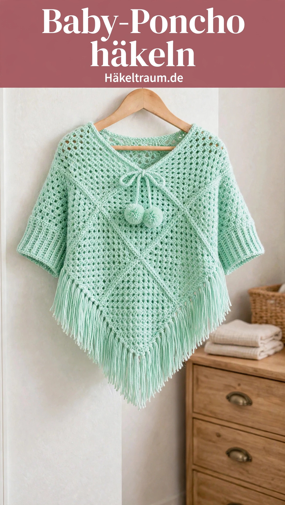 Mintgrüner Baby-Poncho