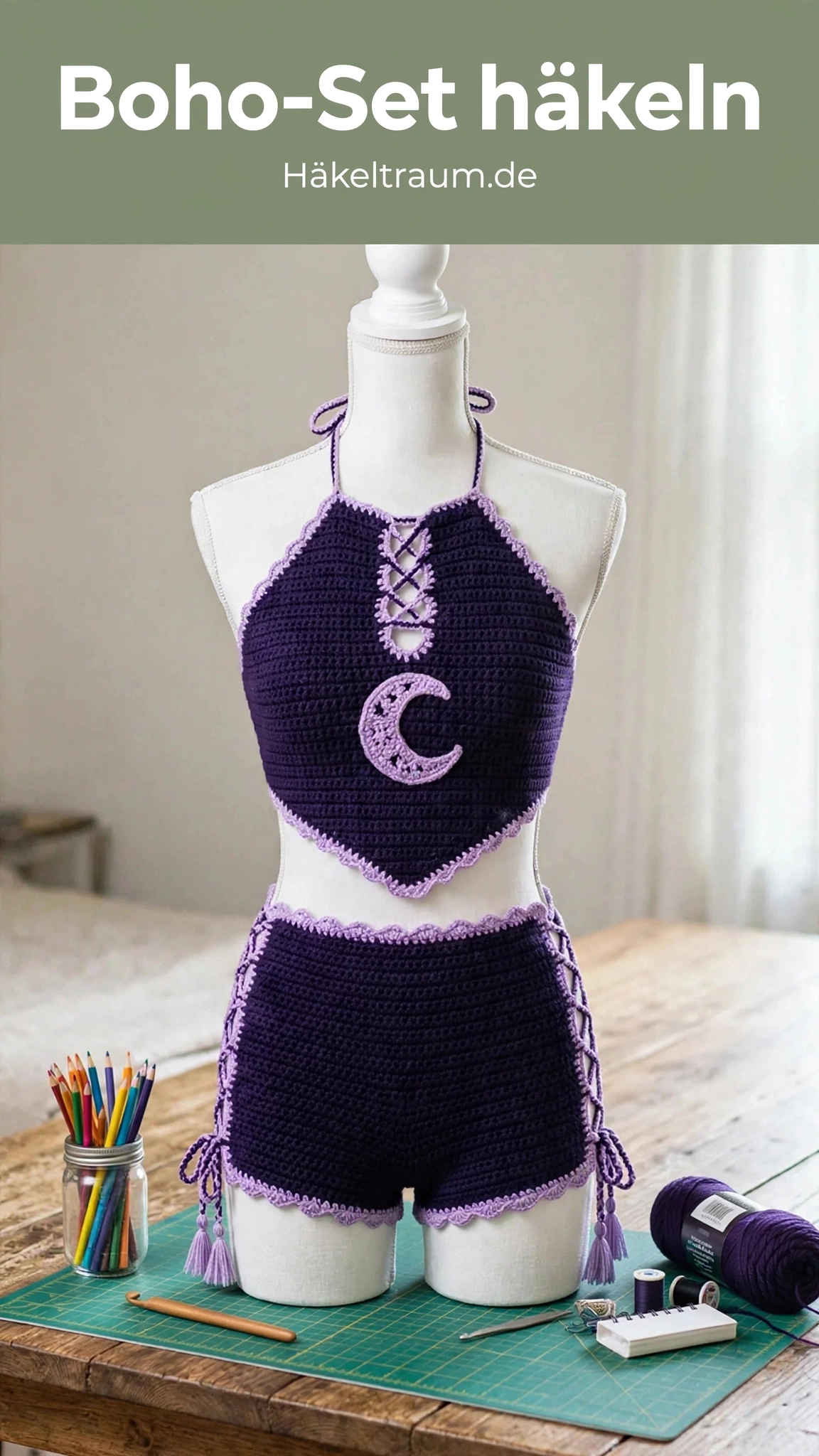 Mitternachtslila Boho-Set
