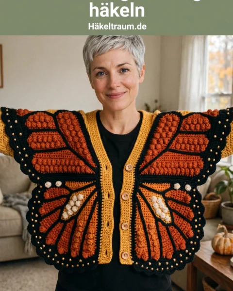 Monarch-Schmetterling-Herbst-Cardigan – Kostenlose Häkelanleitung
