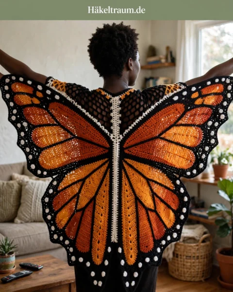 Monarch-Schmetterlings-Shawl – Kostenlose Häkelanleitung