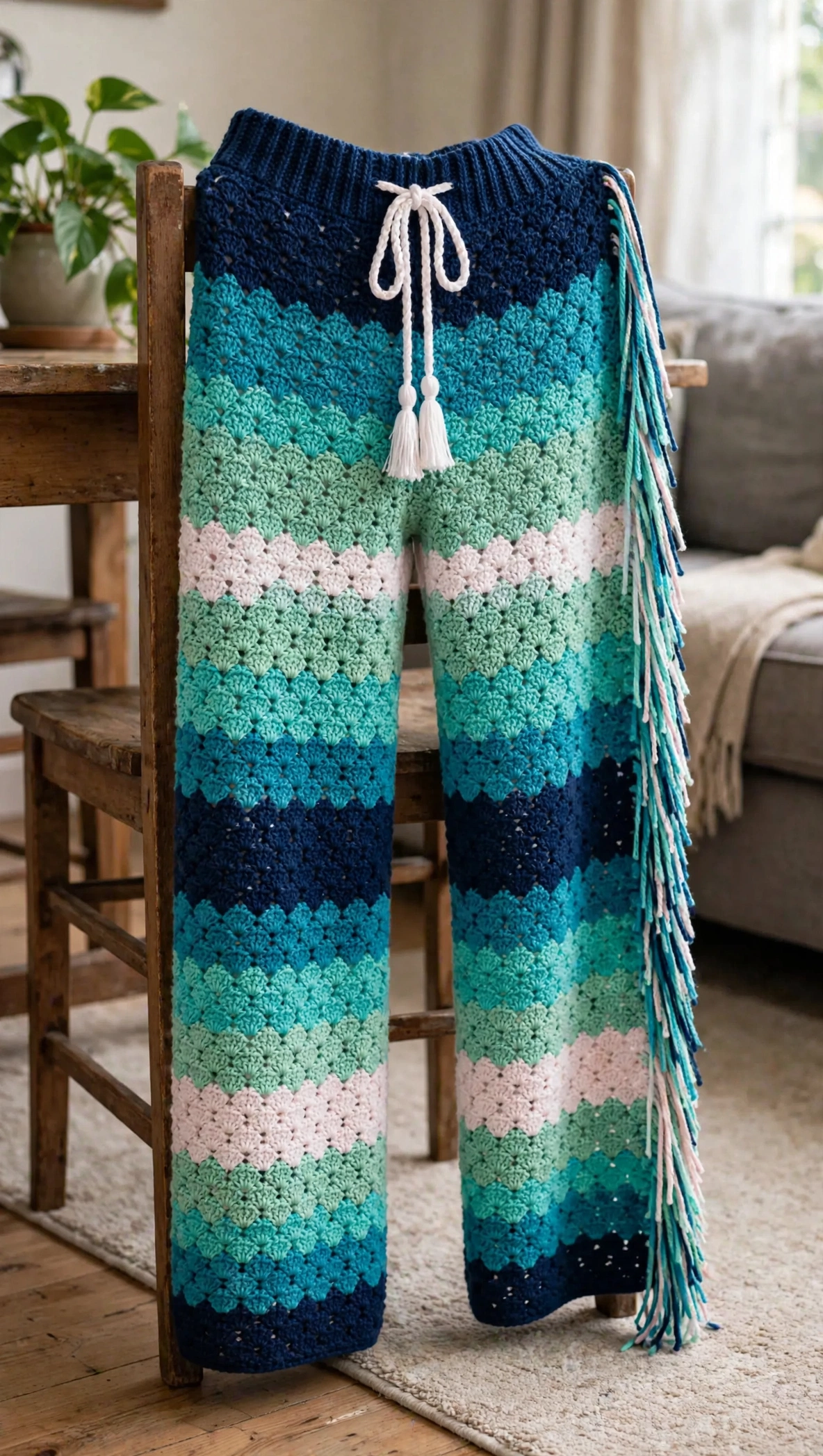 Detail der Ocean-Wave Fransen-Hose