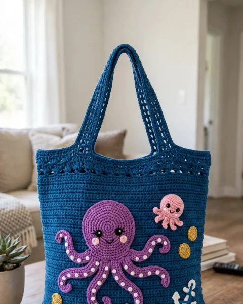 Oktopus Tiefen Shopper häkeln – Kostenlose Häkelanleitung
