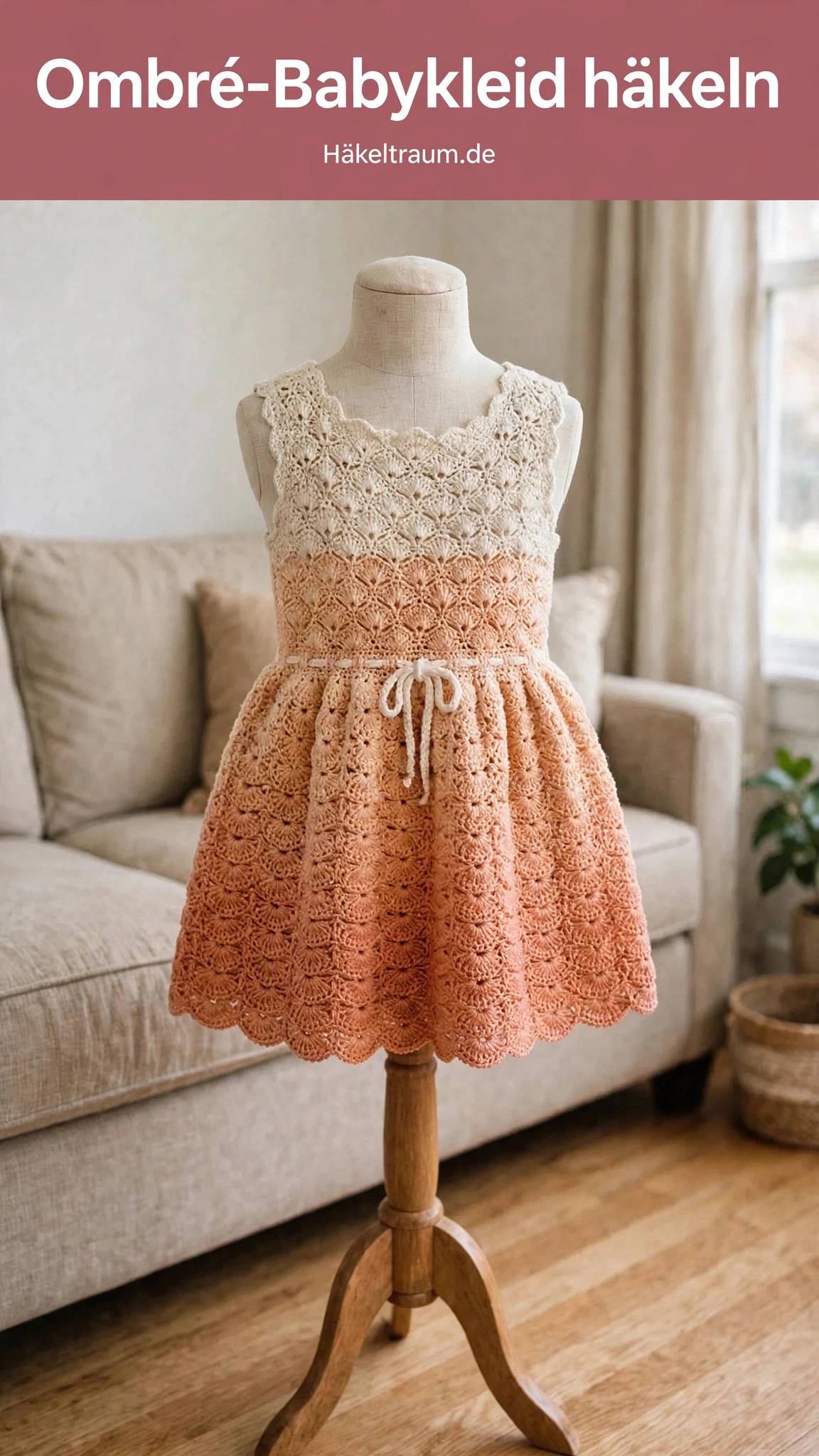 Creme-Pfirsich-Ombré-Babykleid