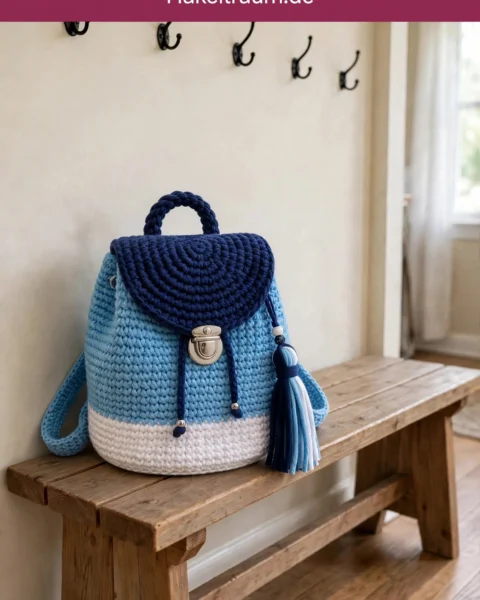 Ozeanblauer Ombré-Rucksack häkeln – Häkelanleitung