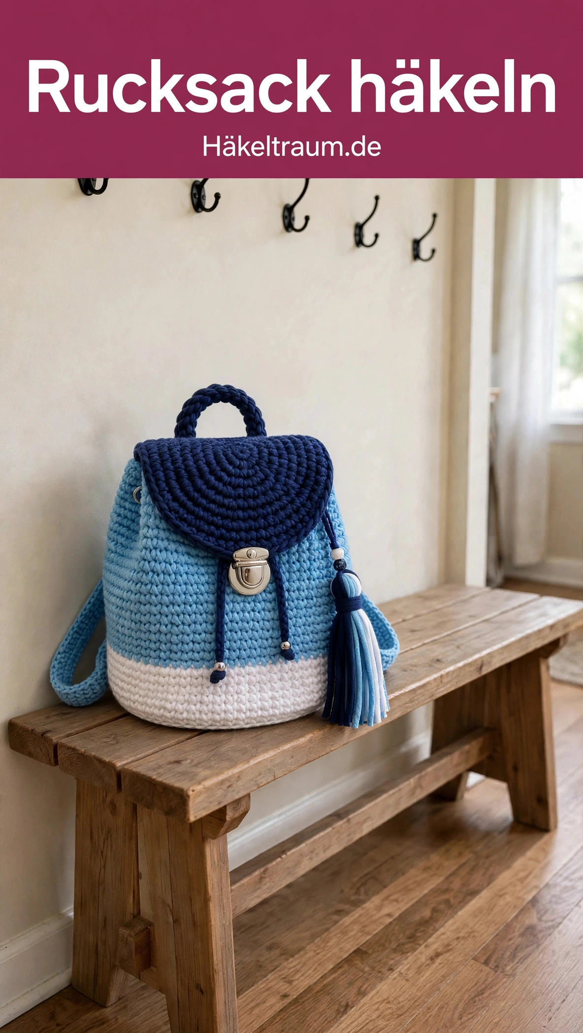 Ozeanblauer Ombré-Rucksack Häkelanleitung