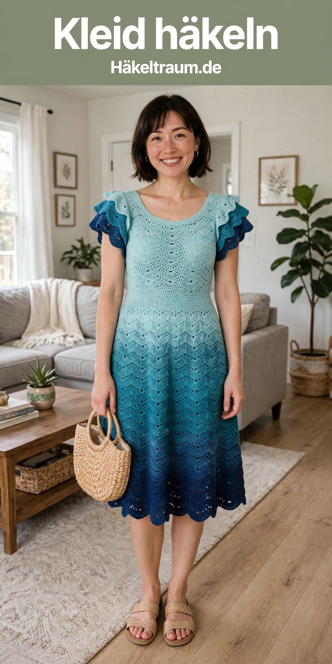 Ozeanblaues Farbverlauf-Kleid