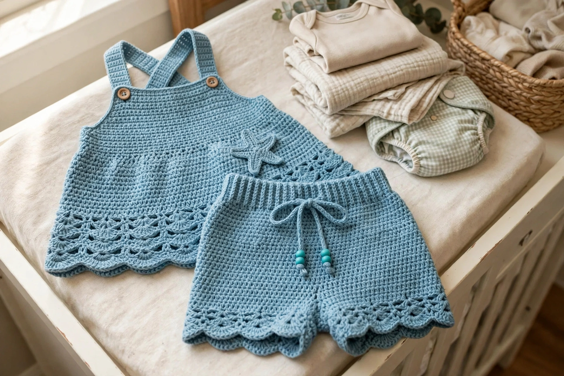 Ozeanblaues Küsten-Babyset Detail