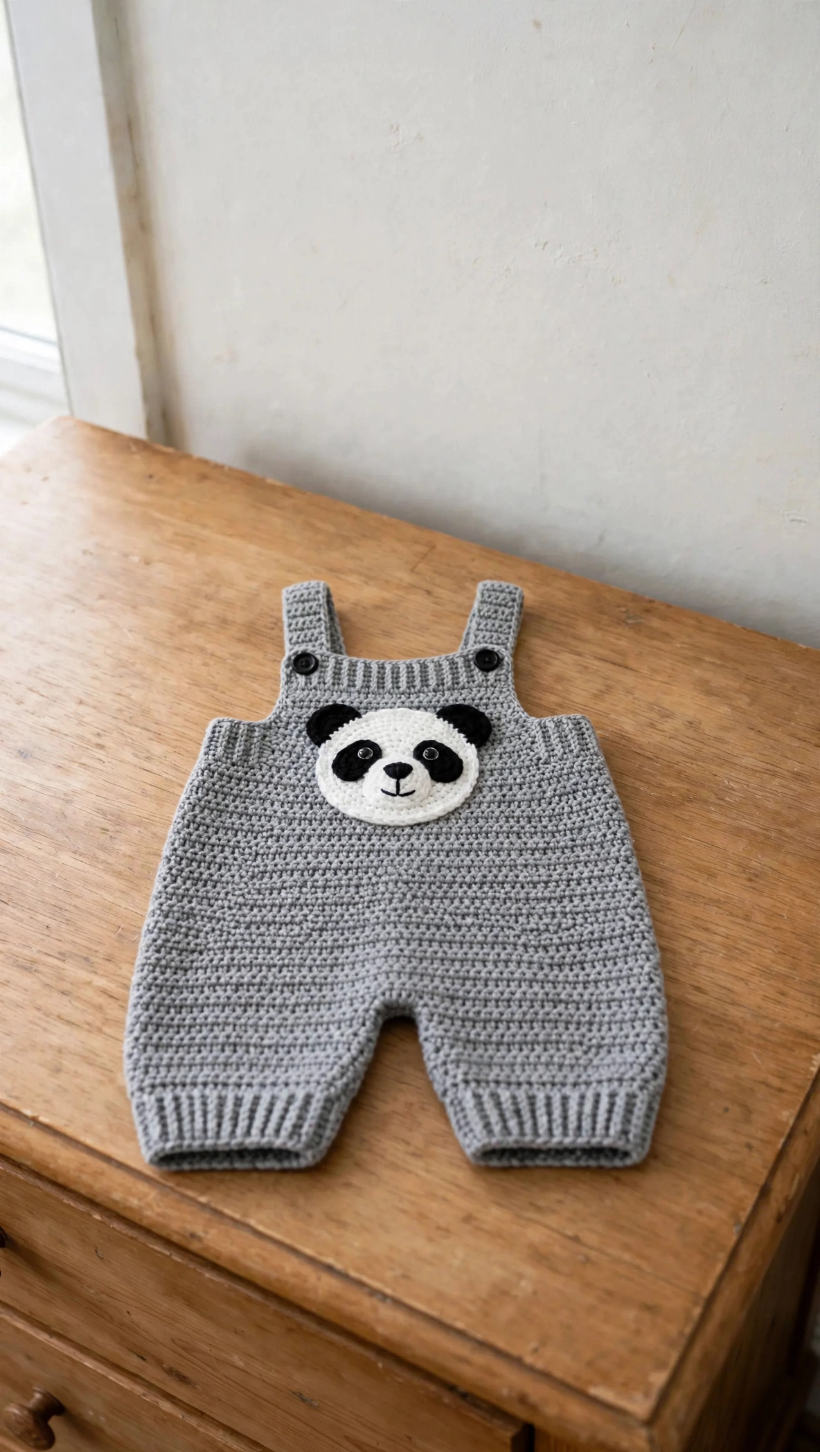 Panda-Gesichts-Applikation Detail