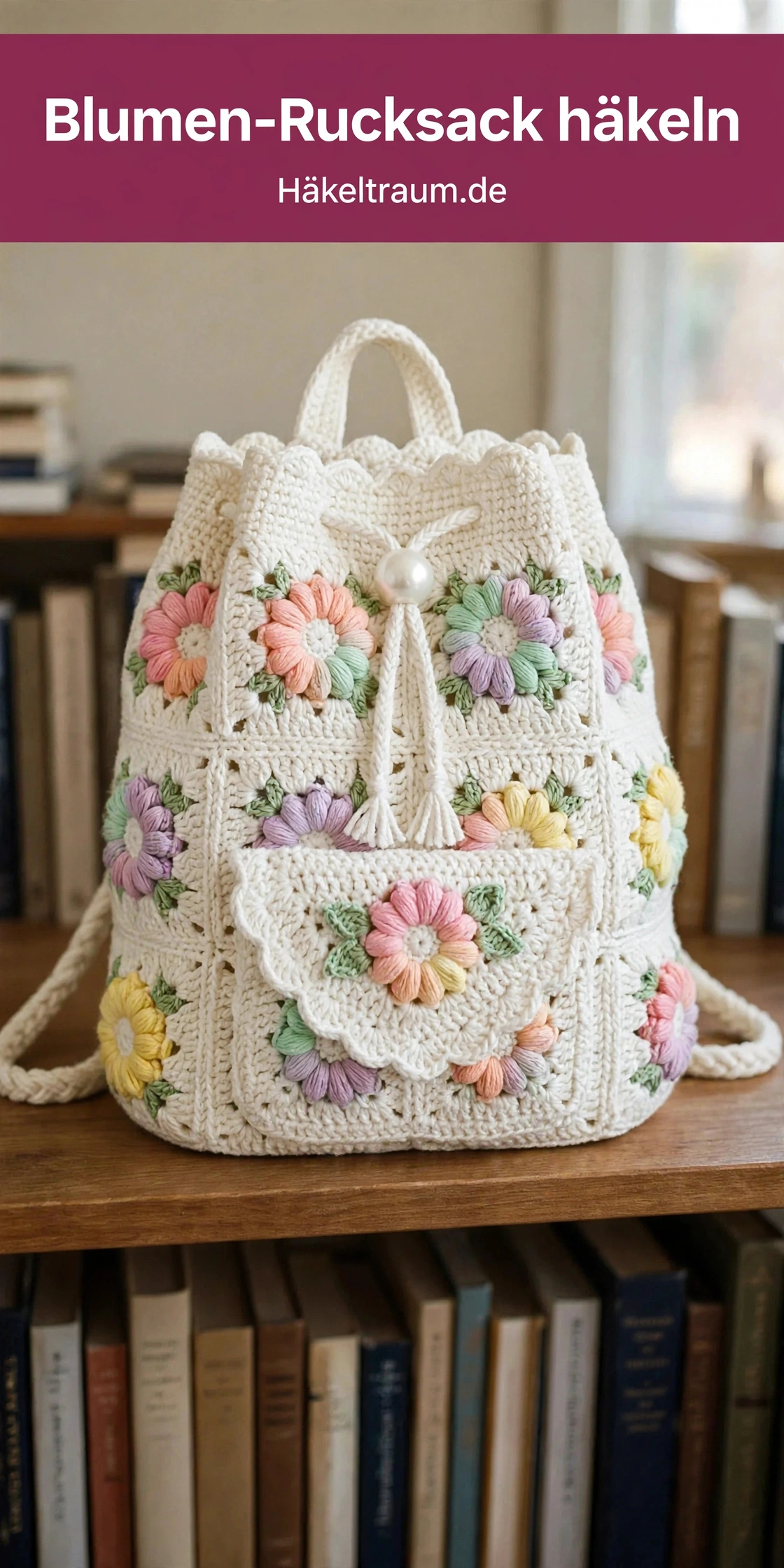 Pastell-Regenbogen-Gänseblümchen-Rucksack