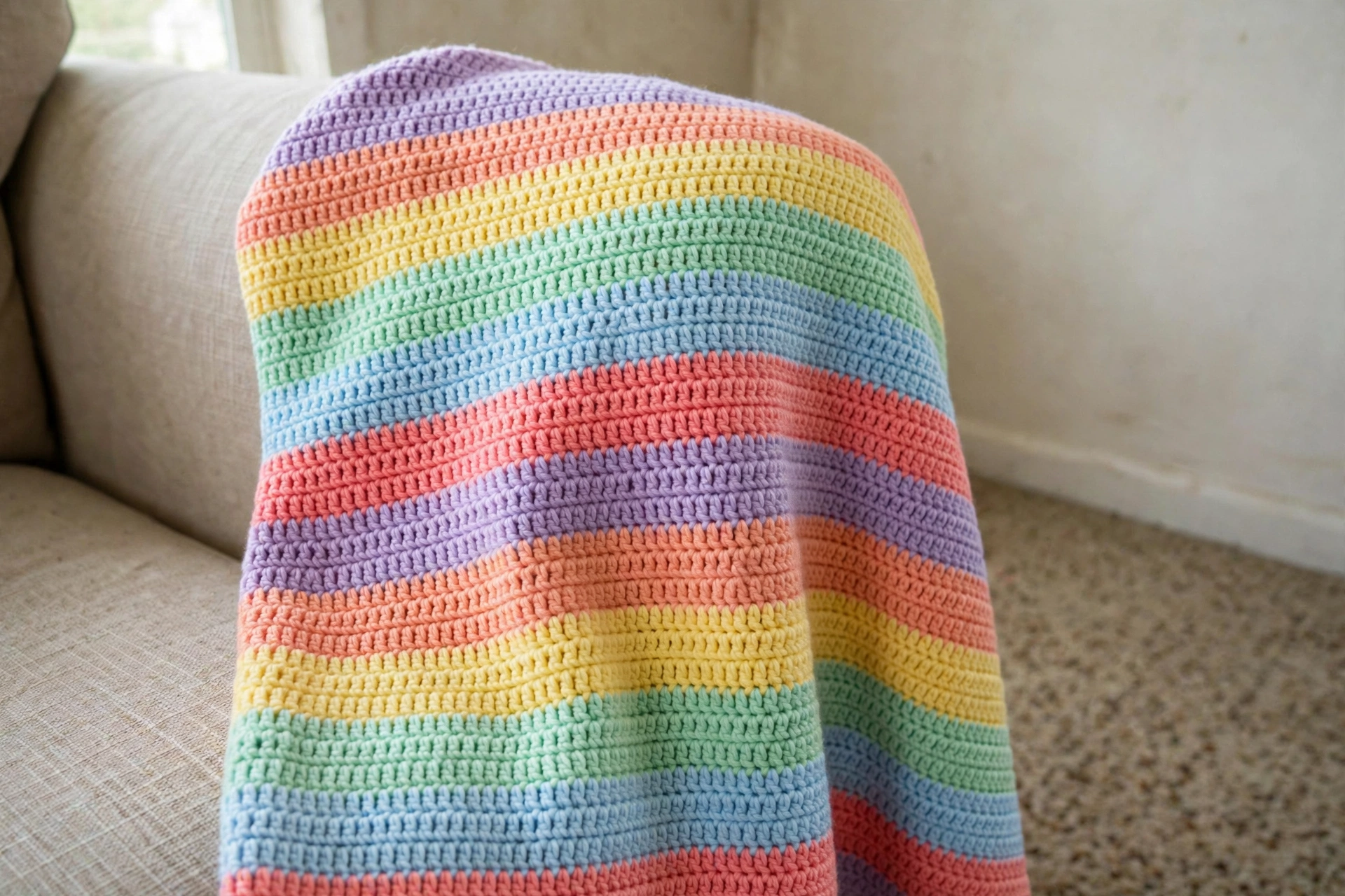 Pastell Regenbogen Kleid Streifendetail