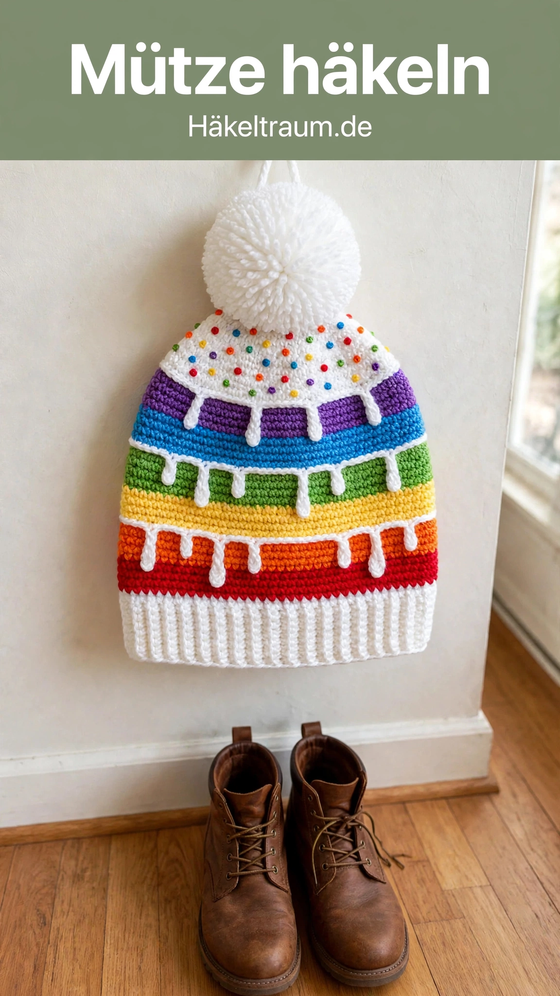 Regenbogen Torten Mütze