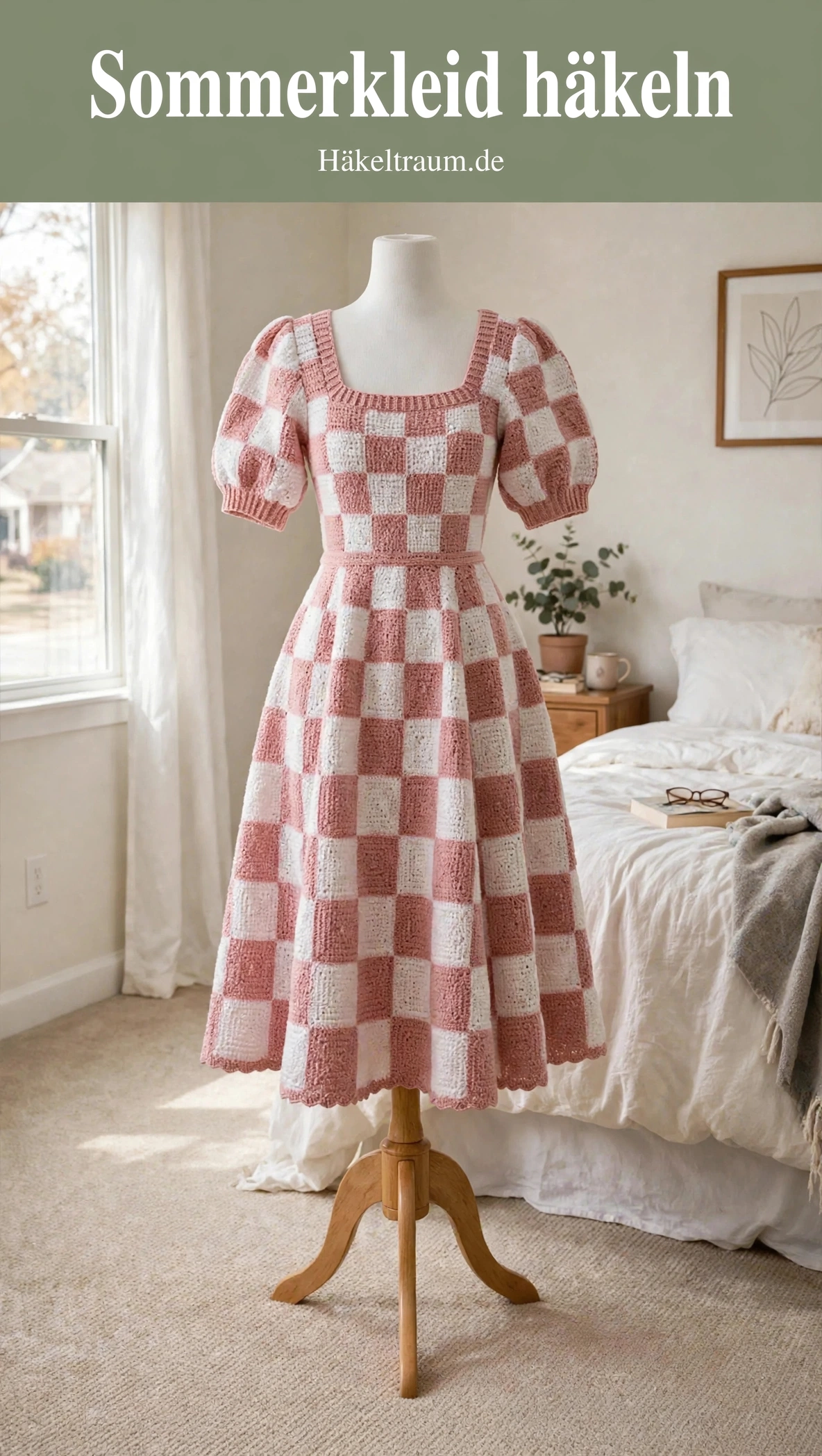 Rosa Karo-Sommerkleid