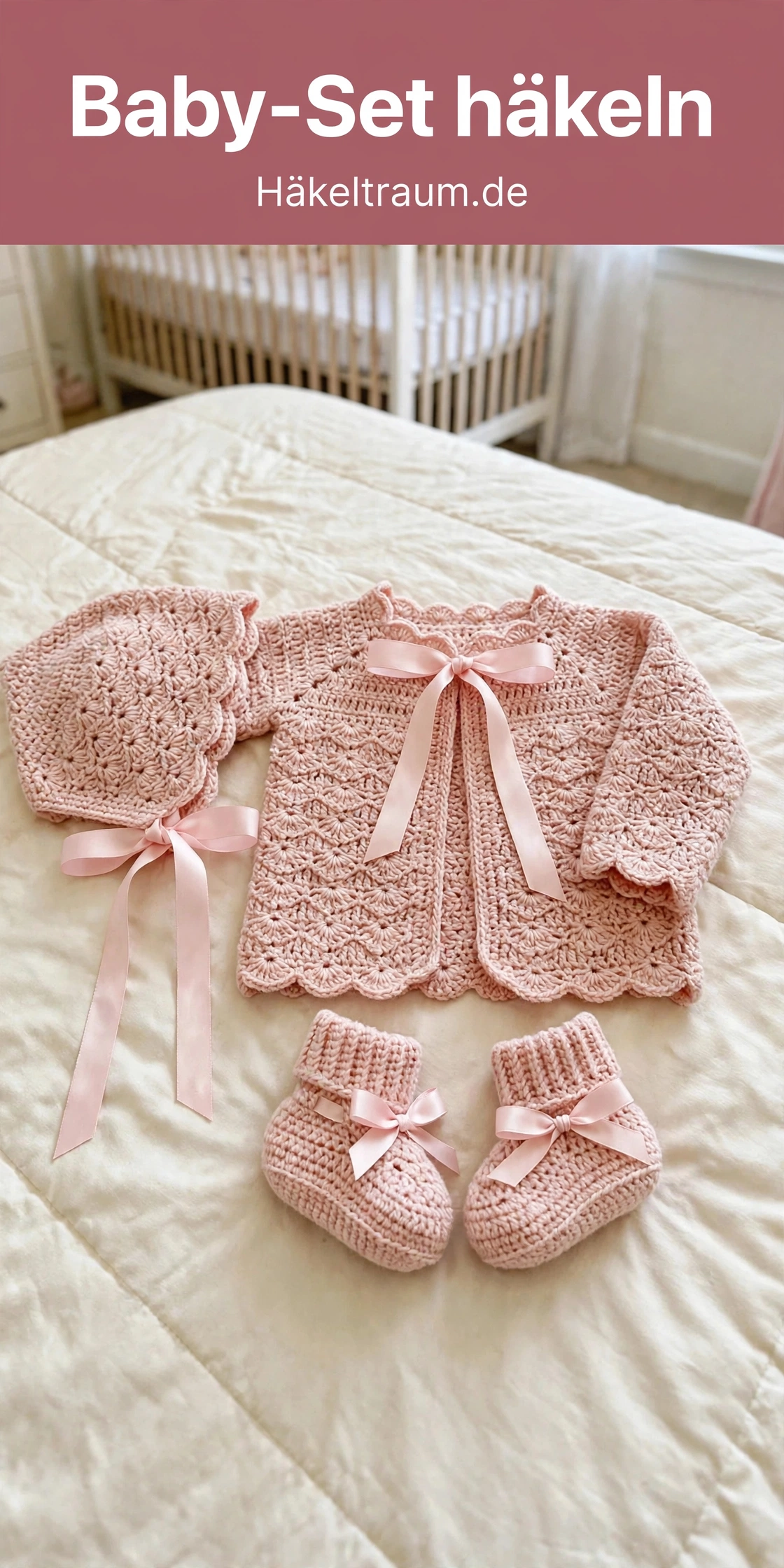 Rosafarbenes Muschelstich-Baby-Set