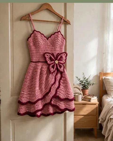 Rosegold Monarch Minikleid häkeln – Häkelanleitung